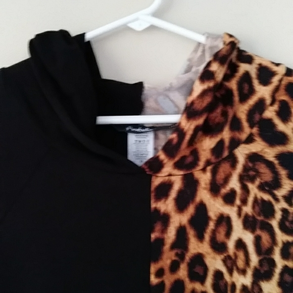 NWOT Arabella Color Block Leopard Print Hooded Dress 1X Black Brown - Picture 8 of 16